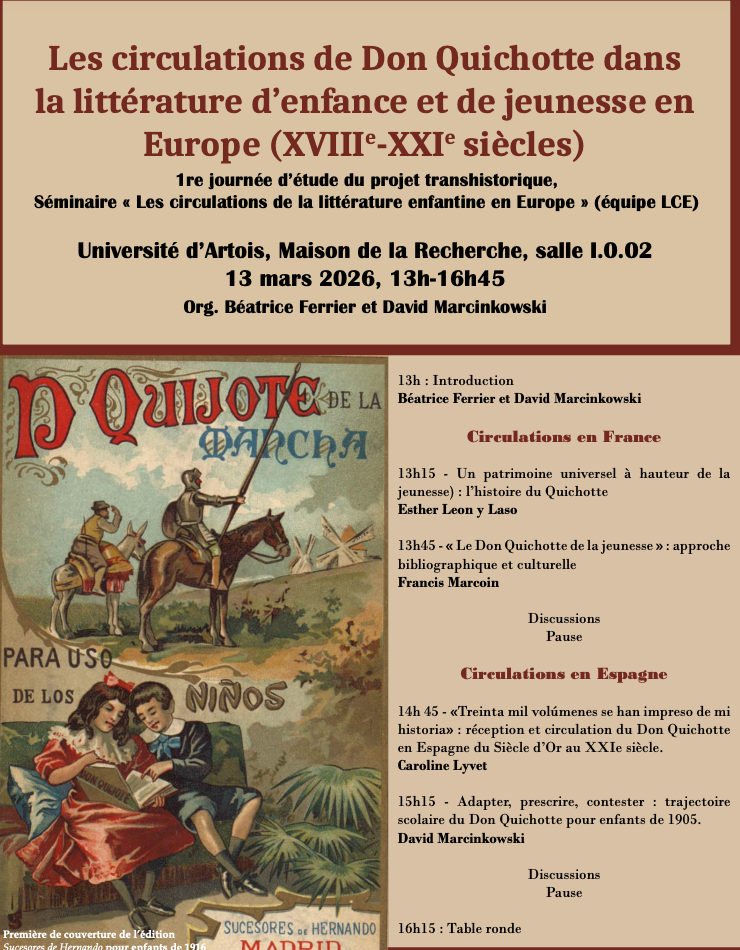 Les circulations de Don Quichotte dans la littérature d’enfance et de jeunesse en Europe, XVIIIe-XXIe s. (Arras)