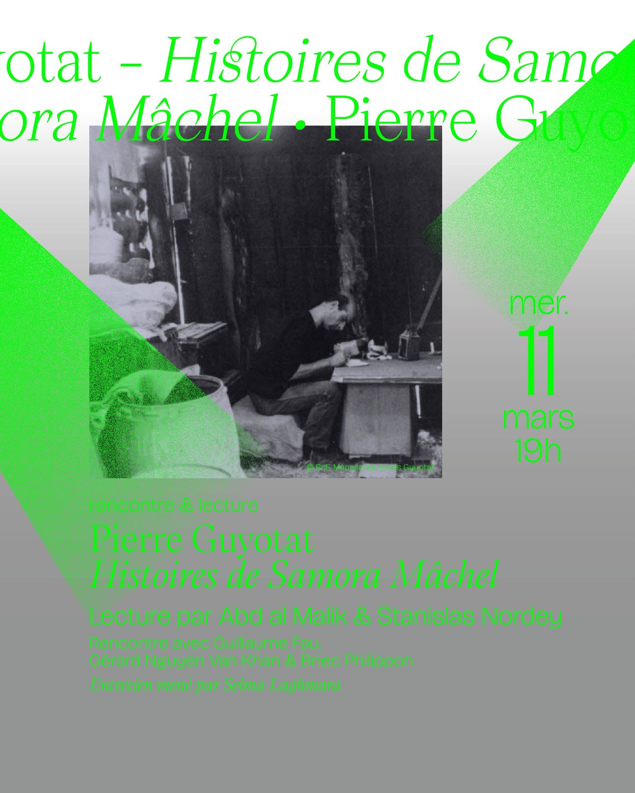 Pierre Guyotat – Histoires de Samora Mâchel. Lecture par Abd al Malik & Stanislas Nordey (Maison de la poésie)