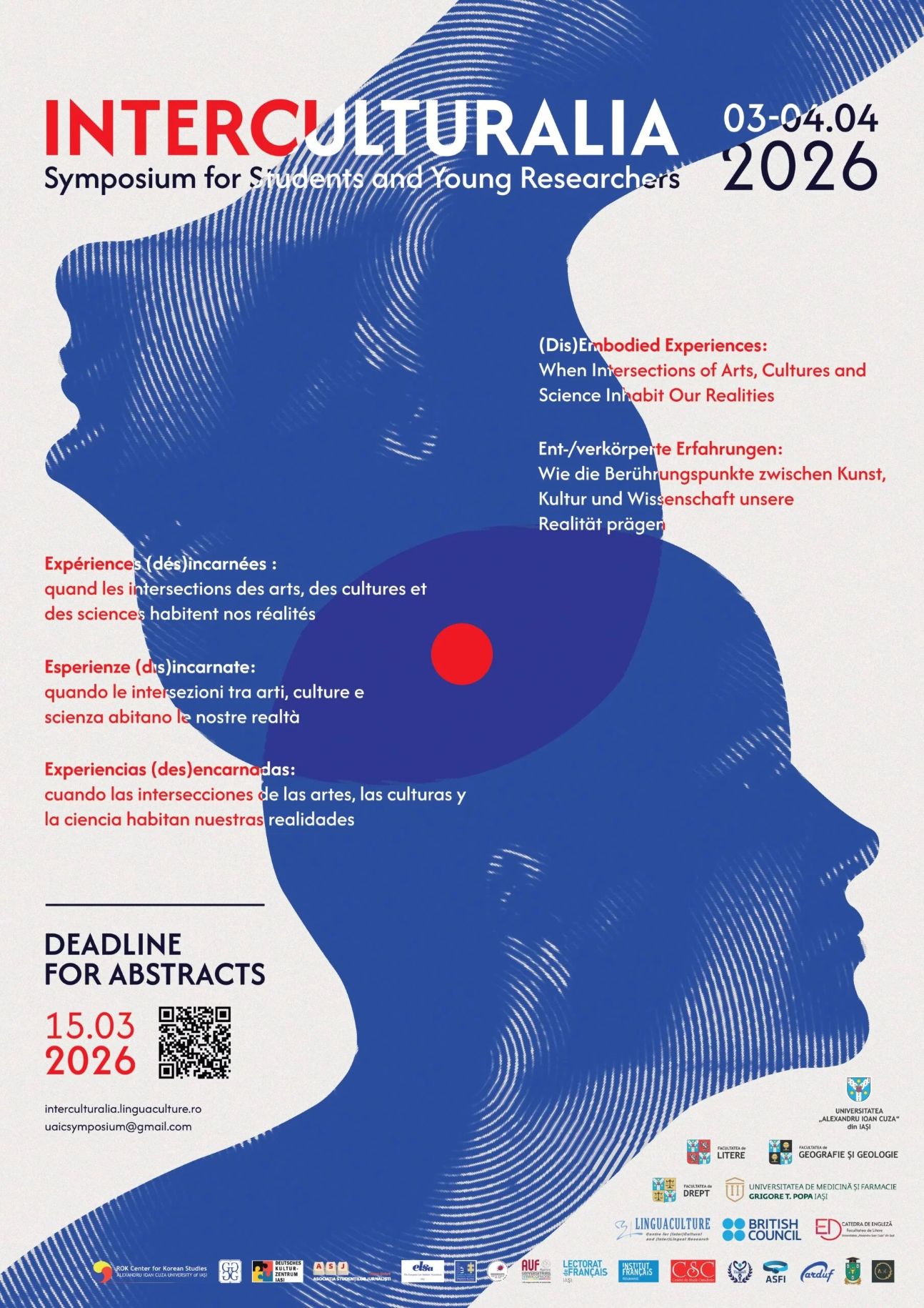 Expériences (dés)incarnées : nos réalités, au carrefour des arts, des cultures et des sciences. InterCulturalia, 8e édition (Iași, Roumanie & en ligne)