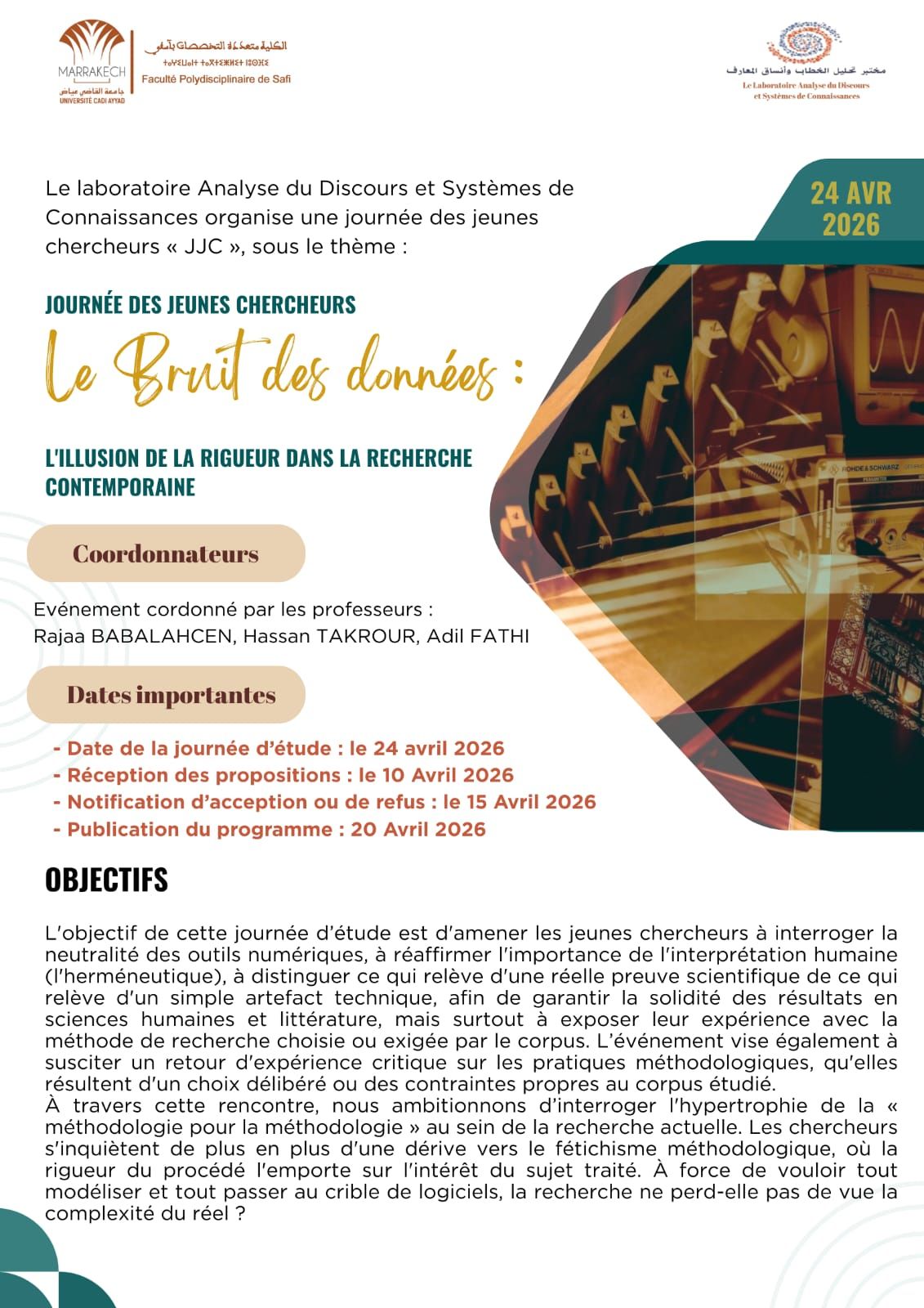 Le bruit des données. L'illusion de la rigueur dans la recherche contemporaine (Journée des Jeunes Chercheurs, Safi, Maroc)