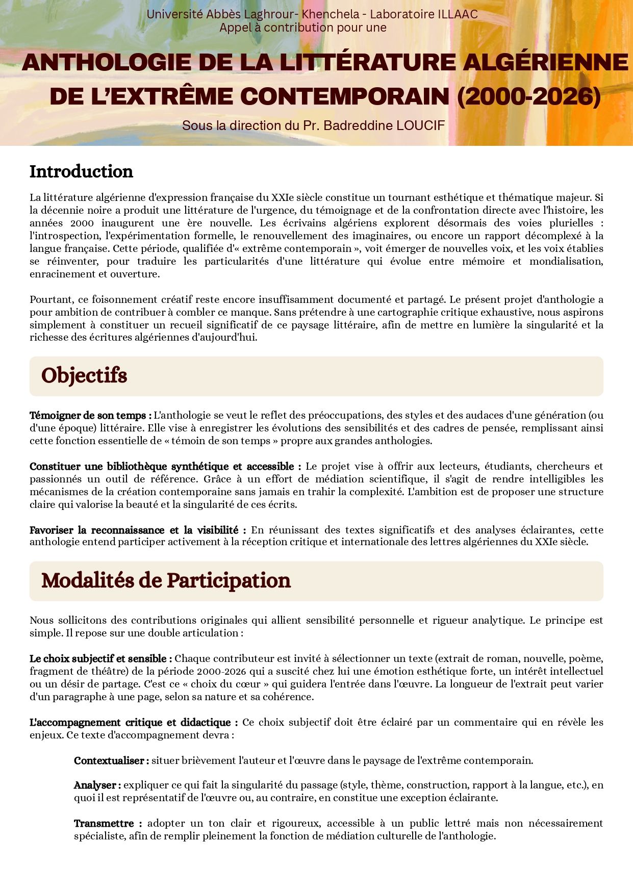 Anthologie de la littérature algérienne de l’extrême contemporain (2000-2026)