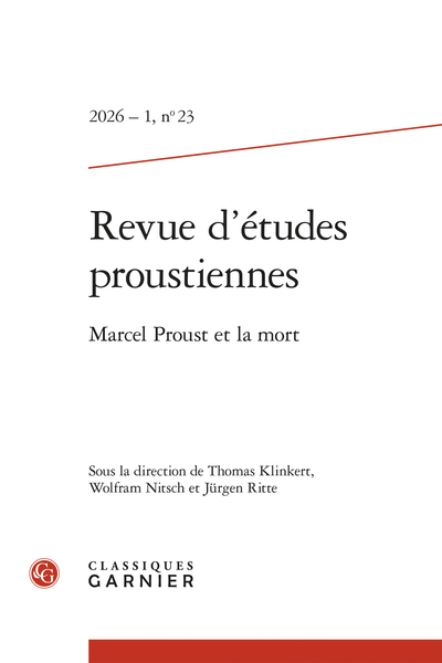 Revue d’études proustiennes 2026 – 1, n° 23 : 