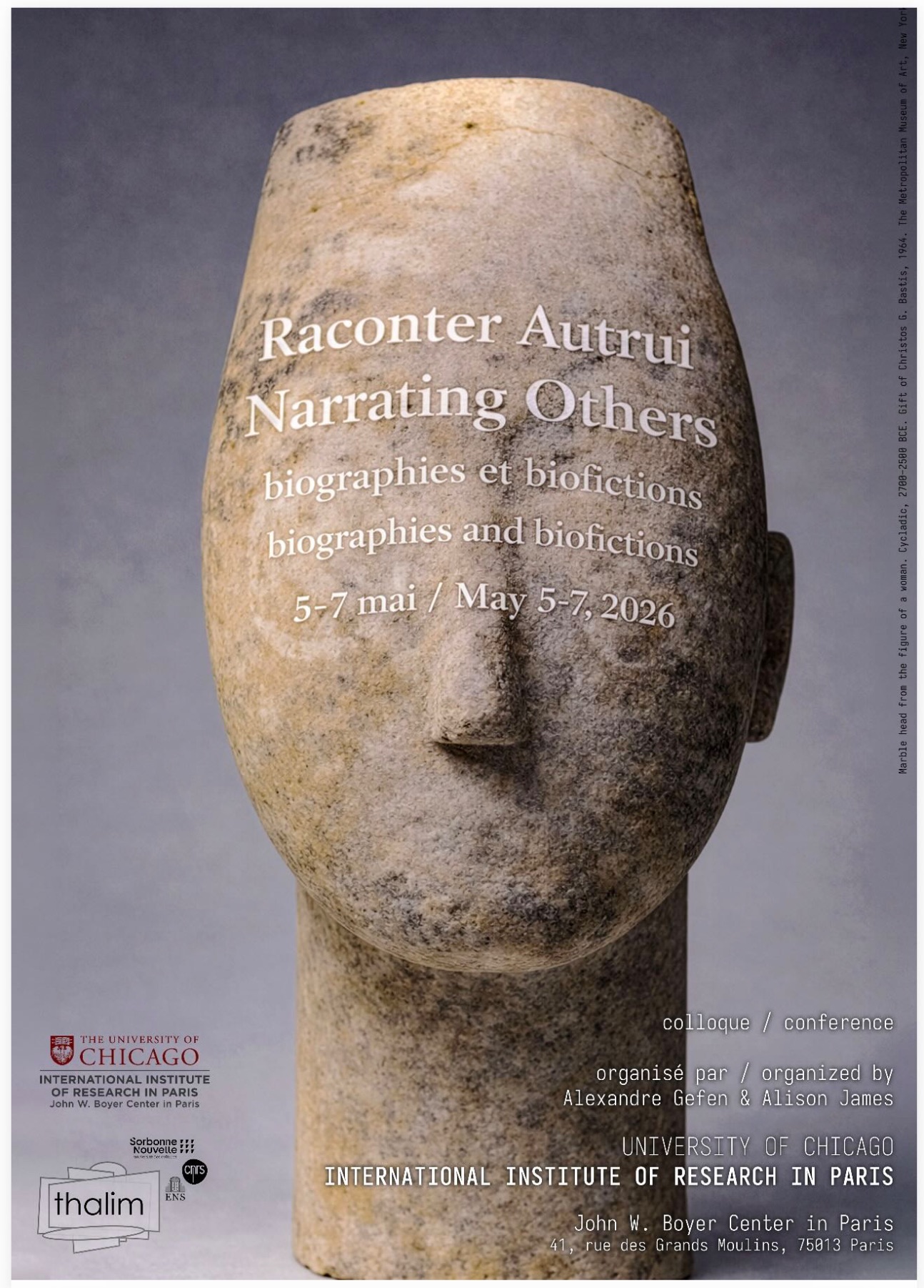 Racontrer autrui. Biographies et biofictions / Narrating Others. Biographies and biofictions (Univ. of Chicago in Paris)