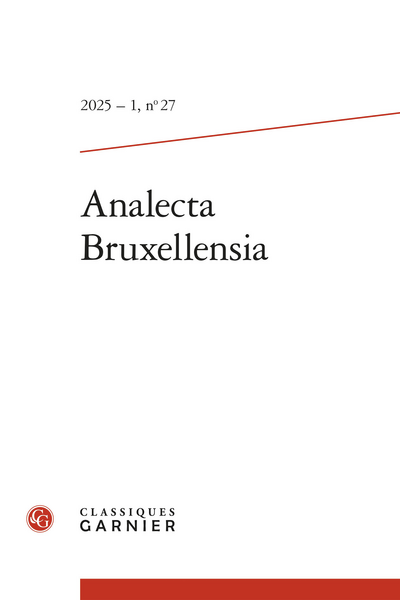 Analecta Bruxellensia, n°27, 2025