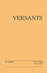 Versants n°52 Le Roman au XXe s