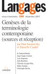 Genèse de la terminologie contemporaine (sources et réception), Langages n°168