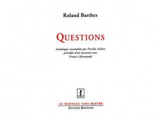 R. Barthes, Questions (anthologie)