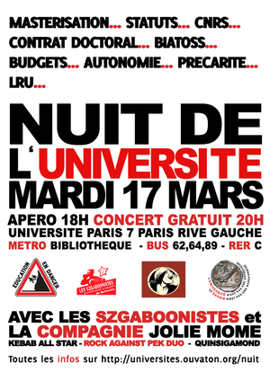 Nuit de l'université le 17 mars