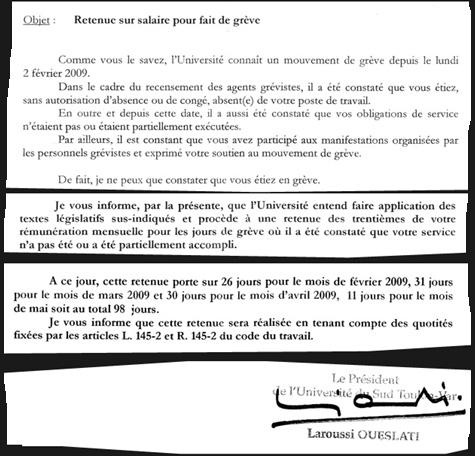Les premières retenues de salaire tombent à Toulon (Poolp - <em>Libération </em>&<em> Var matin</em> 15/05/09)