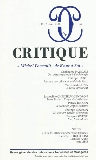 Critique n° 749 : Michel Foucault. De Kant à soi