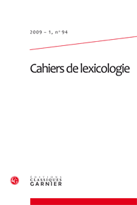 Cahiers de lexicologie, n° 94