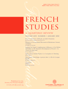  French Studies, jan. 2010, vol. 64, n°1