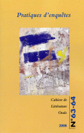 Cahiers de littérature orale n° 63-64 : Pratiques d'enquêtes