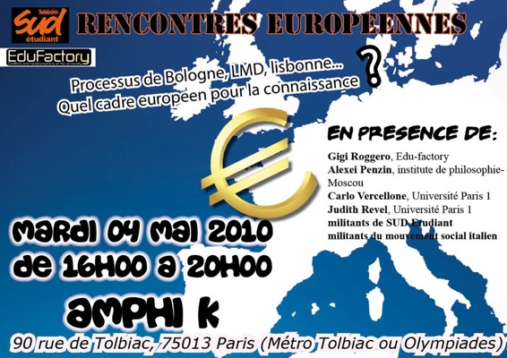 Rencontres européennes: Quels contours pour un espace d'éducation supérieur européen? (04/05/10)