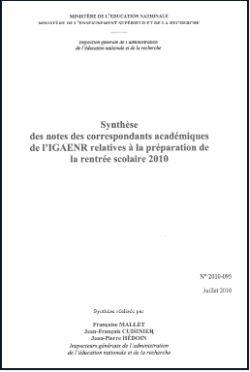 Rentrée 2010 : le rapport qui contredit Luc Chatel (màj 19/09/10)