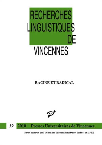 Recherches linguistiques de Vincennes, 39/2010 :