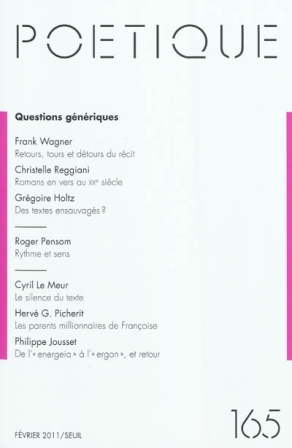 Poétique n° 165 : Questions génériques