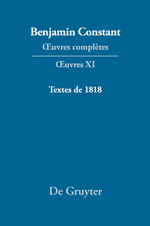 B. Constant, Oeuvres Complètes, t. XI