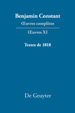 B. Constant, Oeuvres Complètes, t. XI
