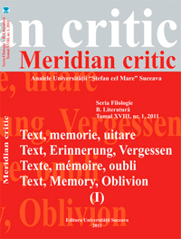 Meridian Critic, tome XVII, no. 1, 2011: Texte, mémoire, oubli