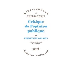 F. Tönnies, Critique de l'opinion publique