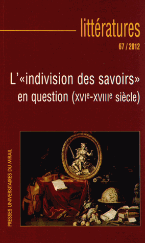 Littératures, n°67/2012 :