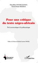 G.-M. Messina et M. Nnomo Zanga (dir.), Pour une critique du texte négro-africain