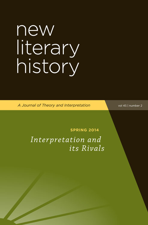New Literary History, vol. 45, n°2 2014 :