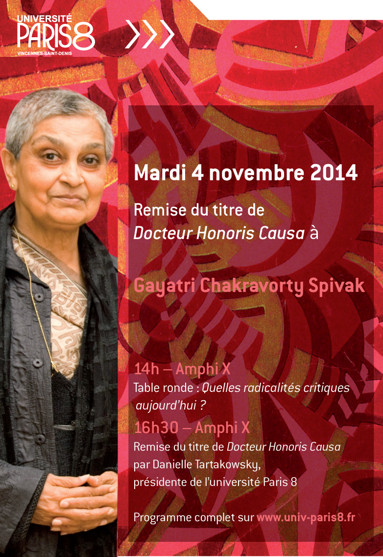 Remise du titre de Docteur Honoris Causa de l'Univ. Paris 8 à G. C. Spivak