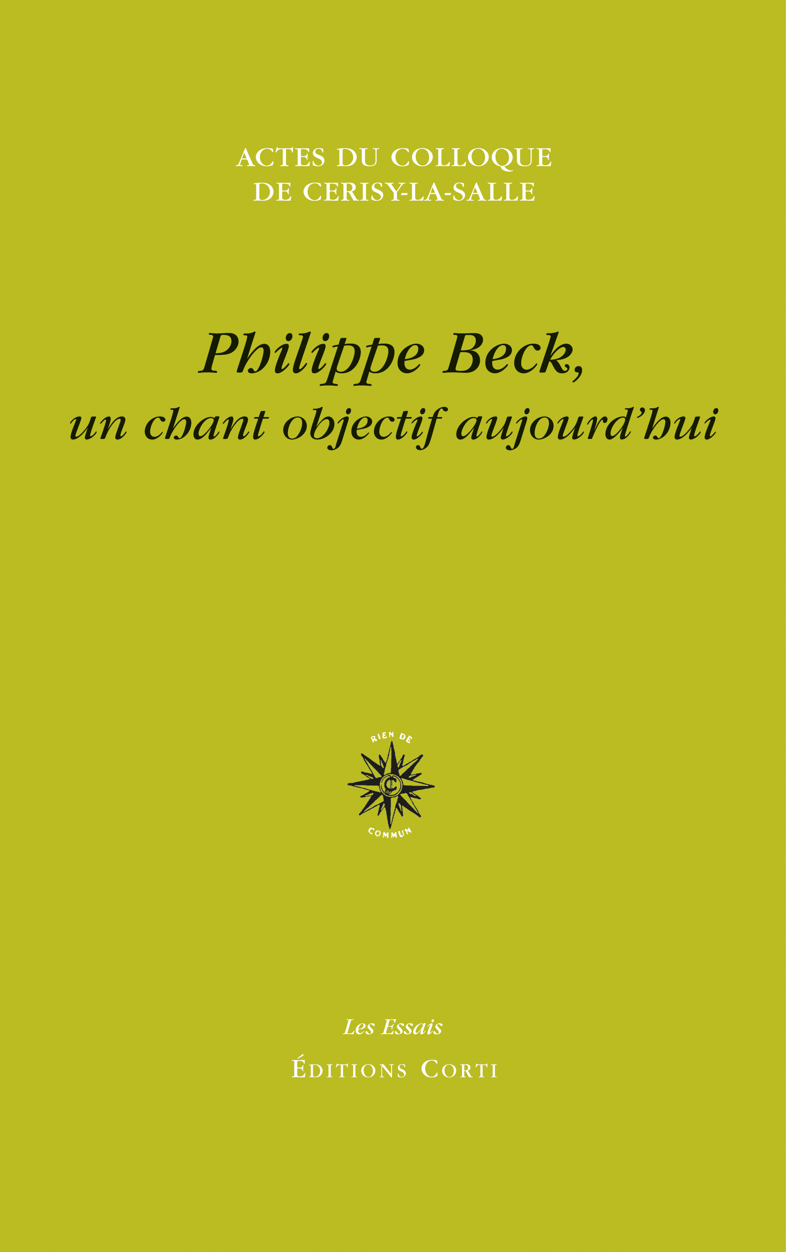 I. Barberis & G. Tesson (dir.), Philippe Beck, un chant objectif aujourd'hui