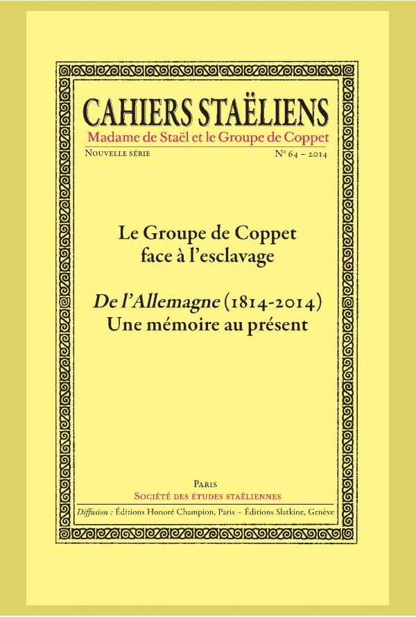 Cahiers staëliens, n°64, 2014 :