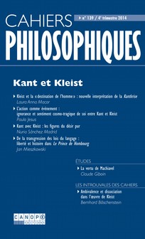 Cahiers philosophiques, n° 139, 2014 : Kant et Kleist
