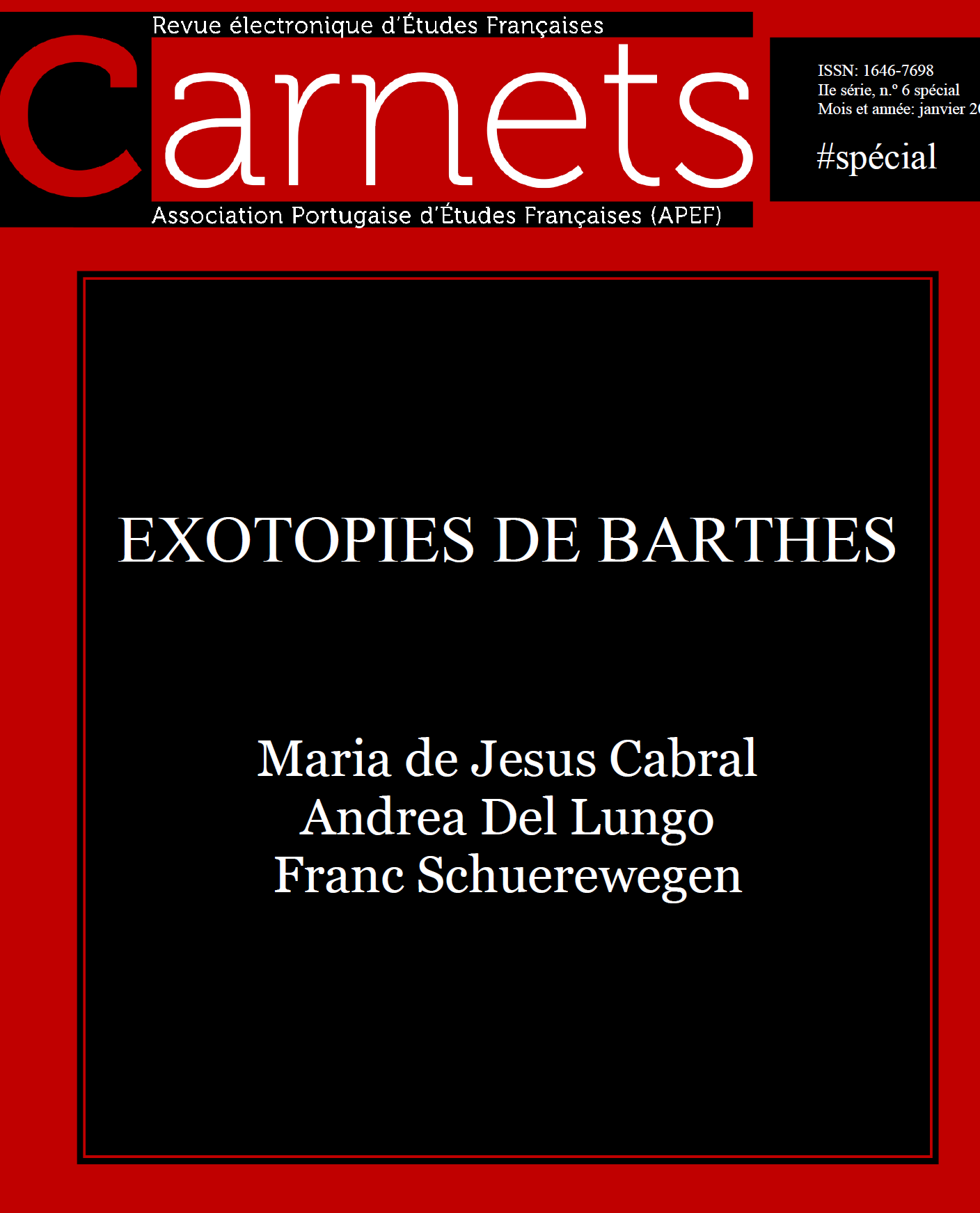 Exotopies de Barthes, Carnets, nº spécial janv. 2016