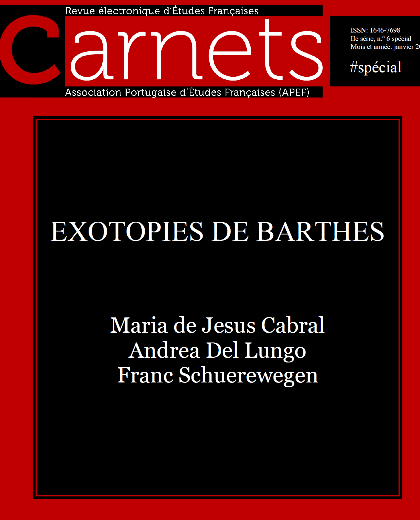  Exotopies de Barthes, Carnets, nº spécial janv. 2016