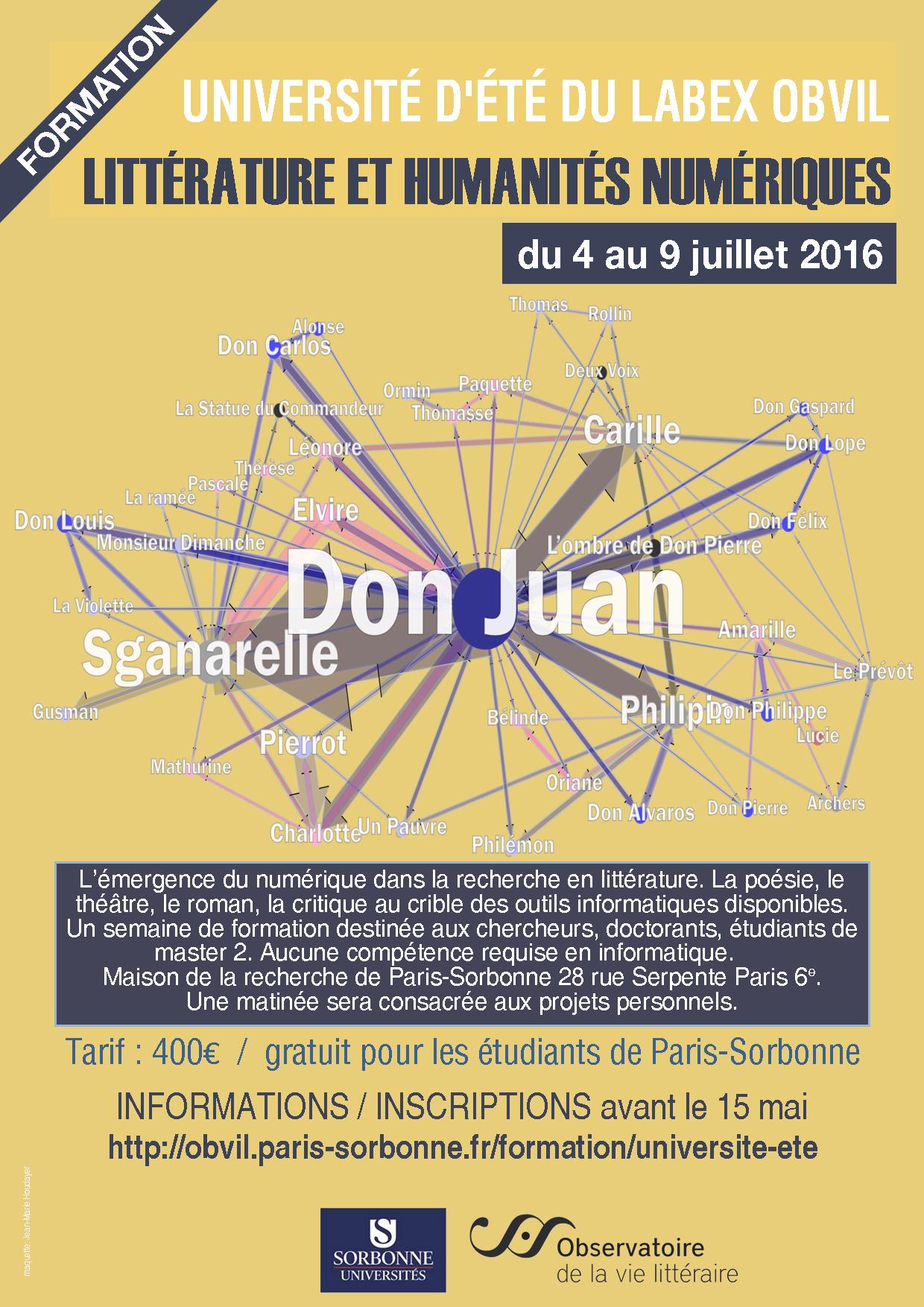Université d'été en humanités numériques (Paris Sorbonne)