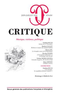 Critique, n°829-830 : «Musique, violence, politique»