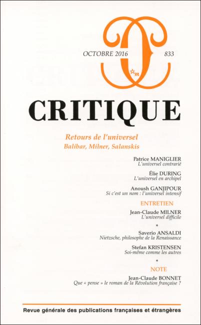 Critique, n° 883 :