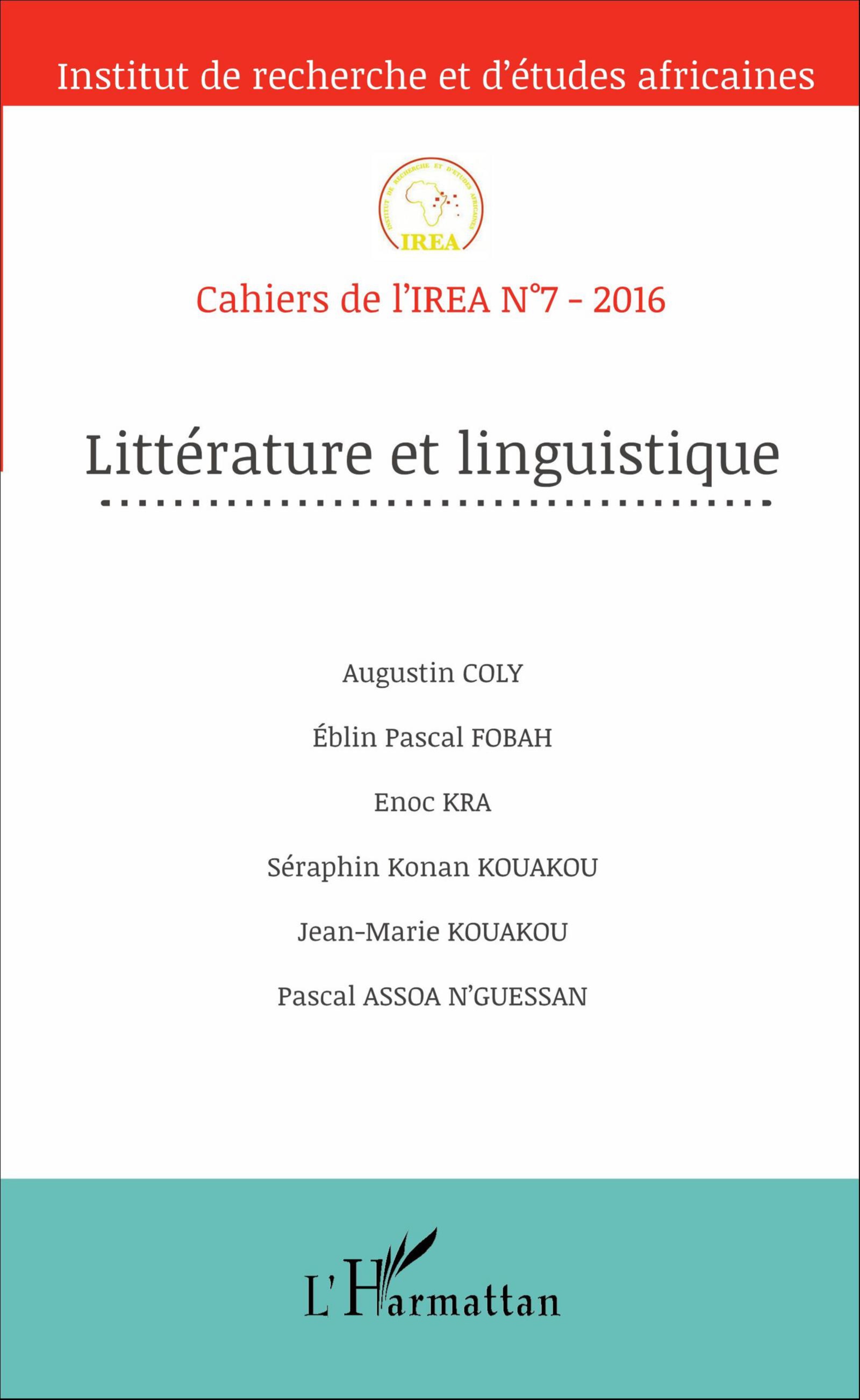 Cahiers de l'IREA, n° 7 : Littérature et linguistique