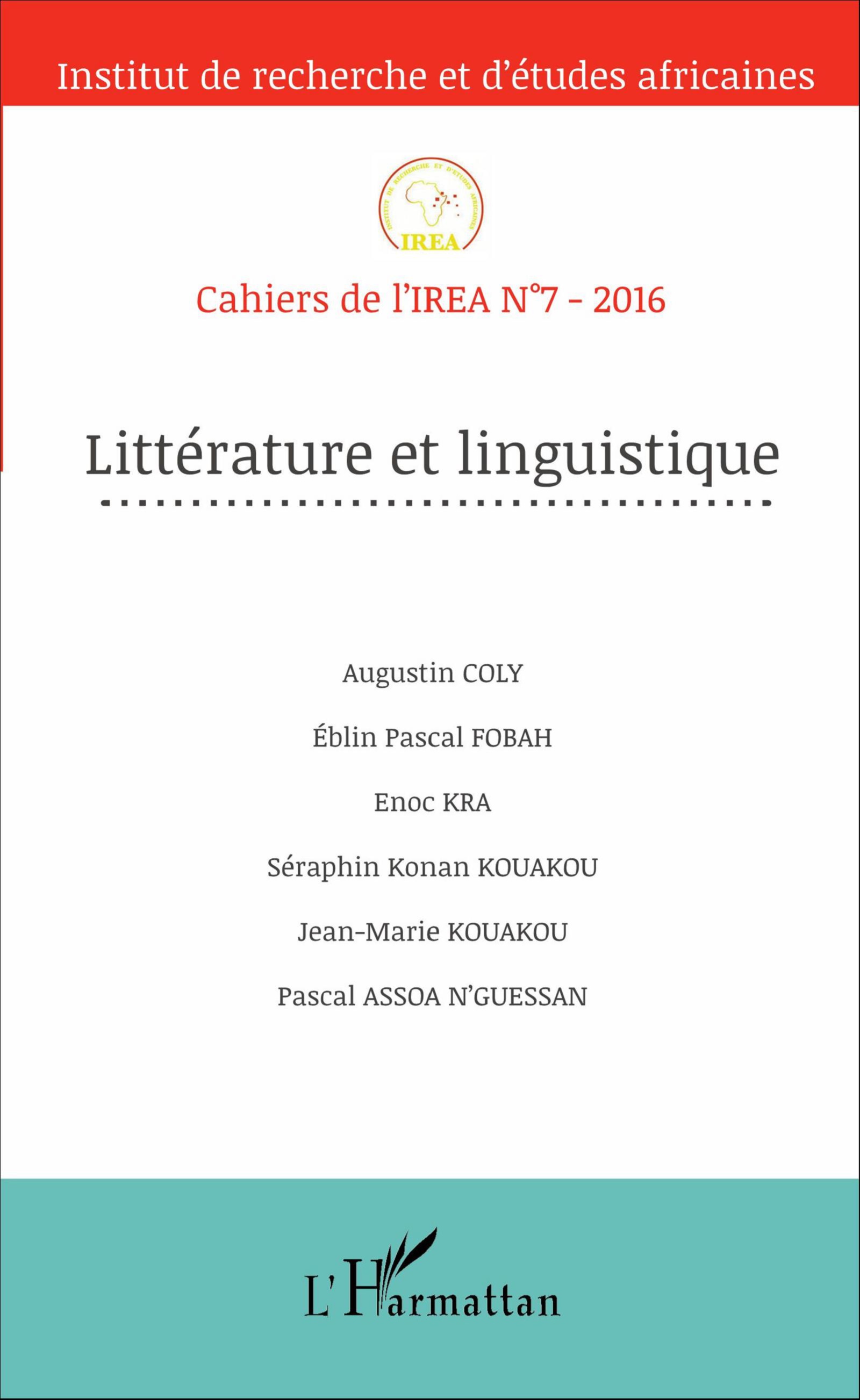 Cahiers de l'IREA, n° 7 : Littérature et linguistique