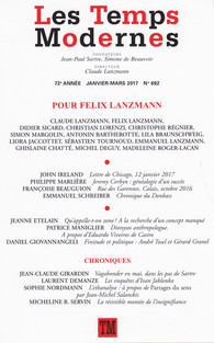 Les Temps Modernes, n° 692 :