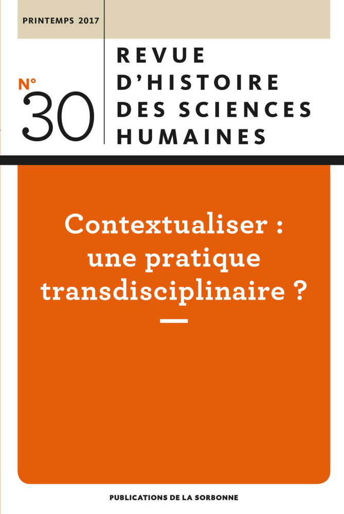 Revue d'histoire des sciences humaines, n° 30 :