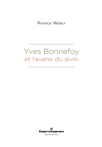 P. Werly, Yves Bonnefoy et l'avenir du divin