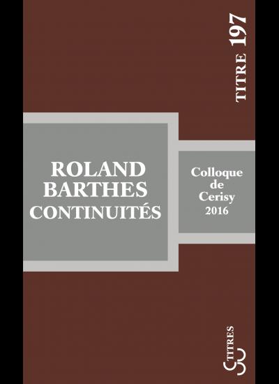 J.-P. Bertrand (dir.), Roland Barthes : continuités