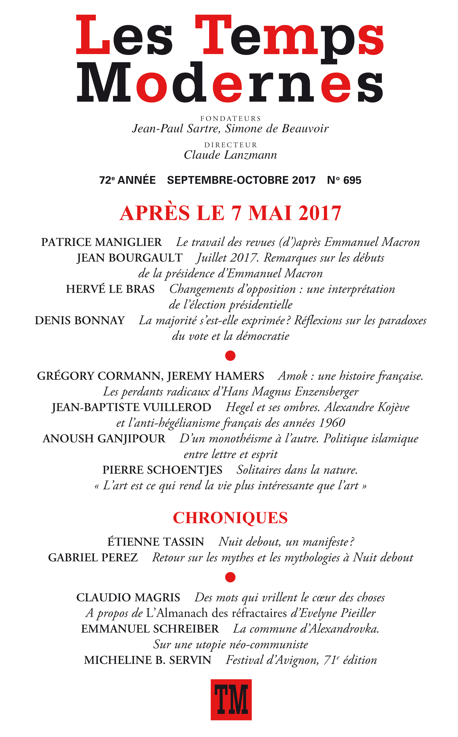Les Temps modernes, n° 695 :
