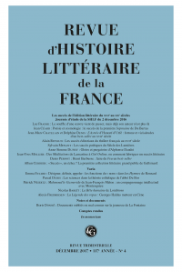 Revue d’Histoire littéraire de la France, 117e année - n° 4, Les Succès de l'édition littéraire du XVIe au XXe siècles,