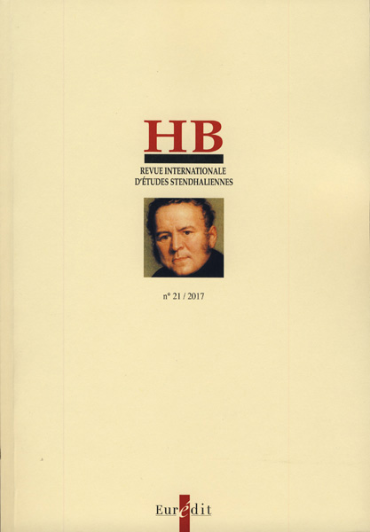 H.B., Revue internationale d'études stendhaliennes, n° 21 :