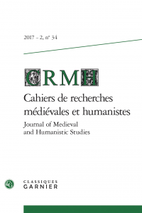 Cahiers de recherches médiévales et humanistes n° 34