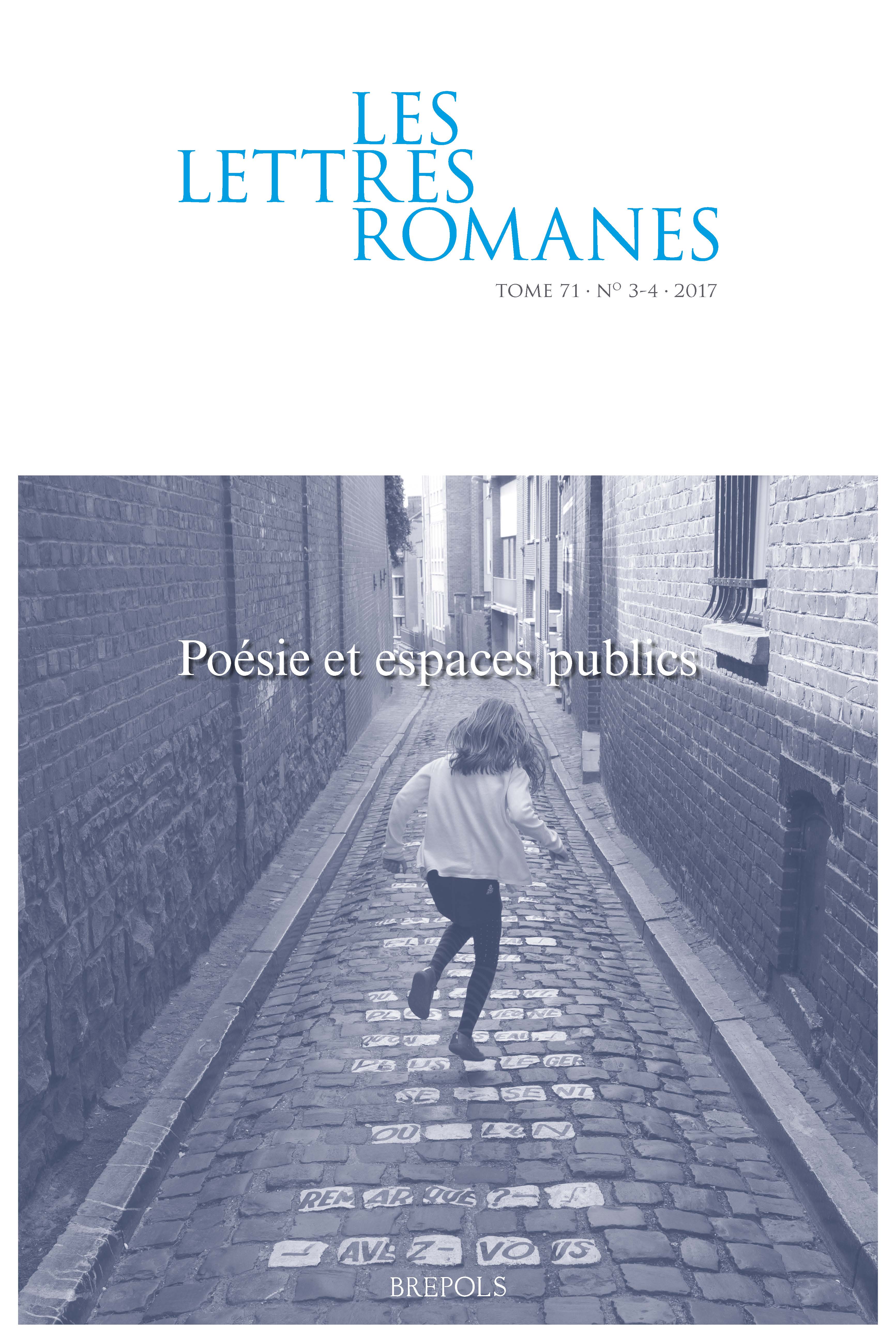 Les Lettres romanes, t. 71, n° 3-4, 2017 : 