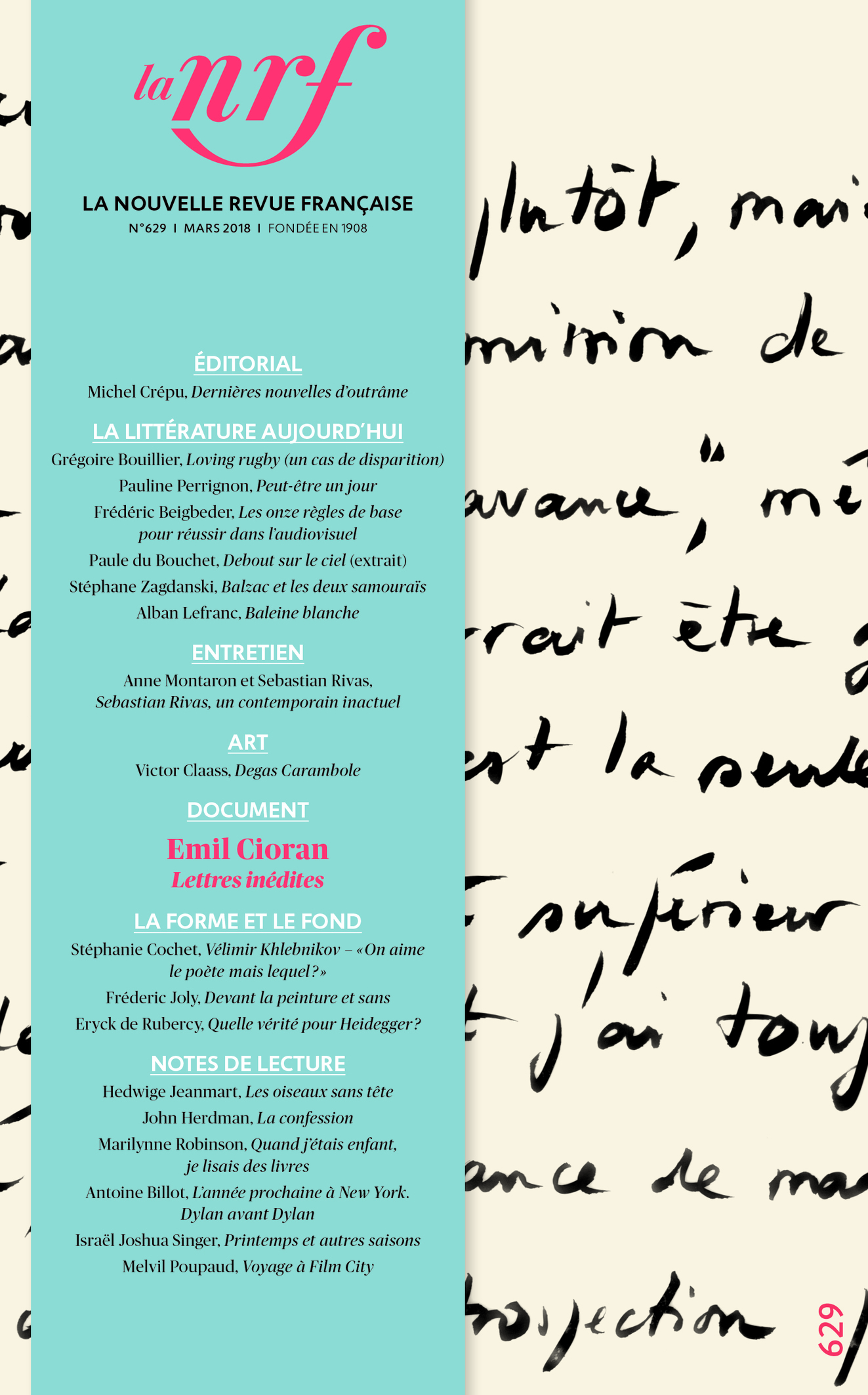La Nouvelle Revue Française, n° 629