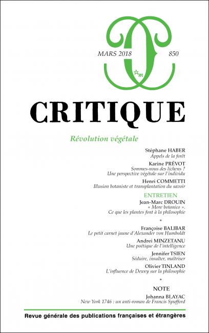 Critique n° 850 : Révolution végétale